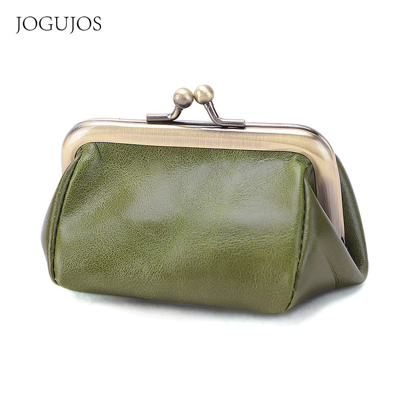 Vintage Cute Leather Change Storage Bags K095-Wallets & Money Clips-Green-1-Free Shipping Leatheretro