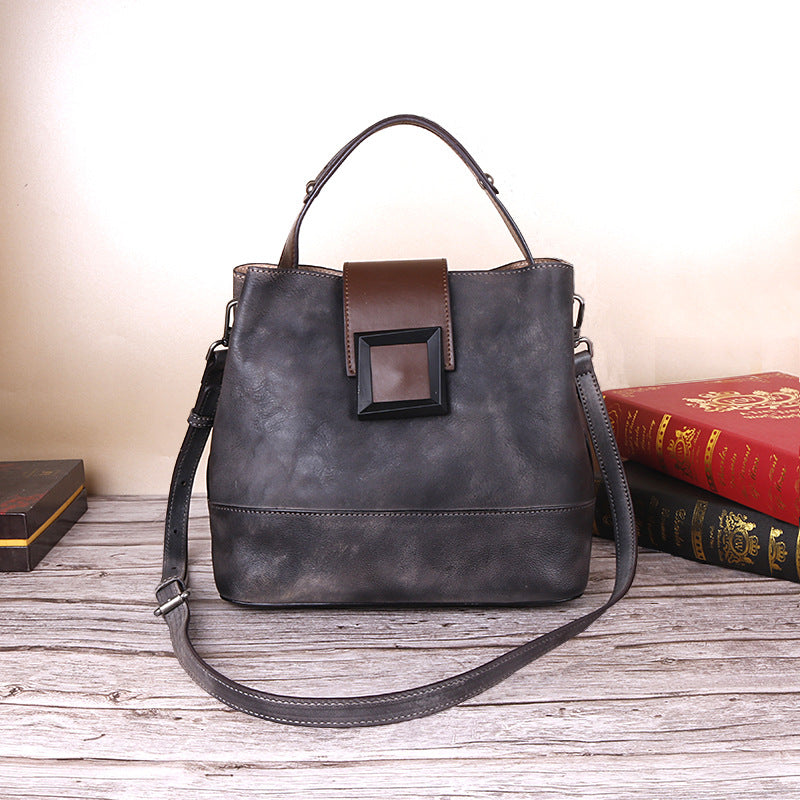 Handmade Vintage Women Leather Crossbody Bags-Leather Women Bags-Gray-Free Shipping Leatheretro
