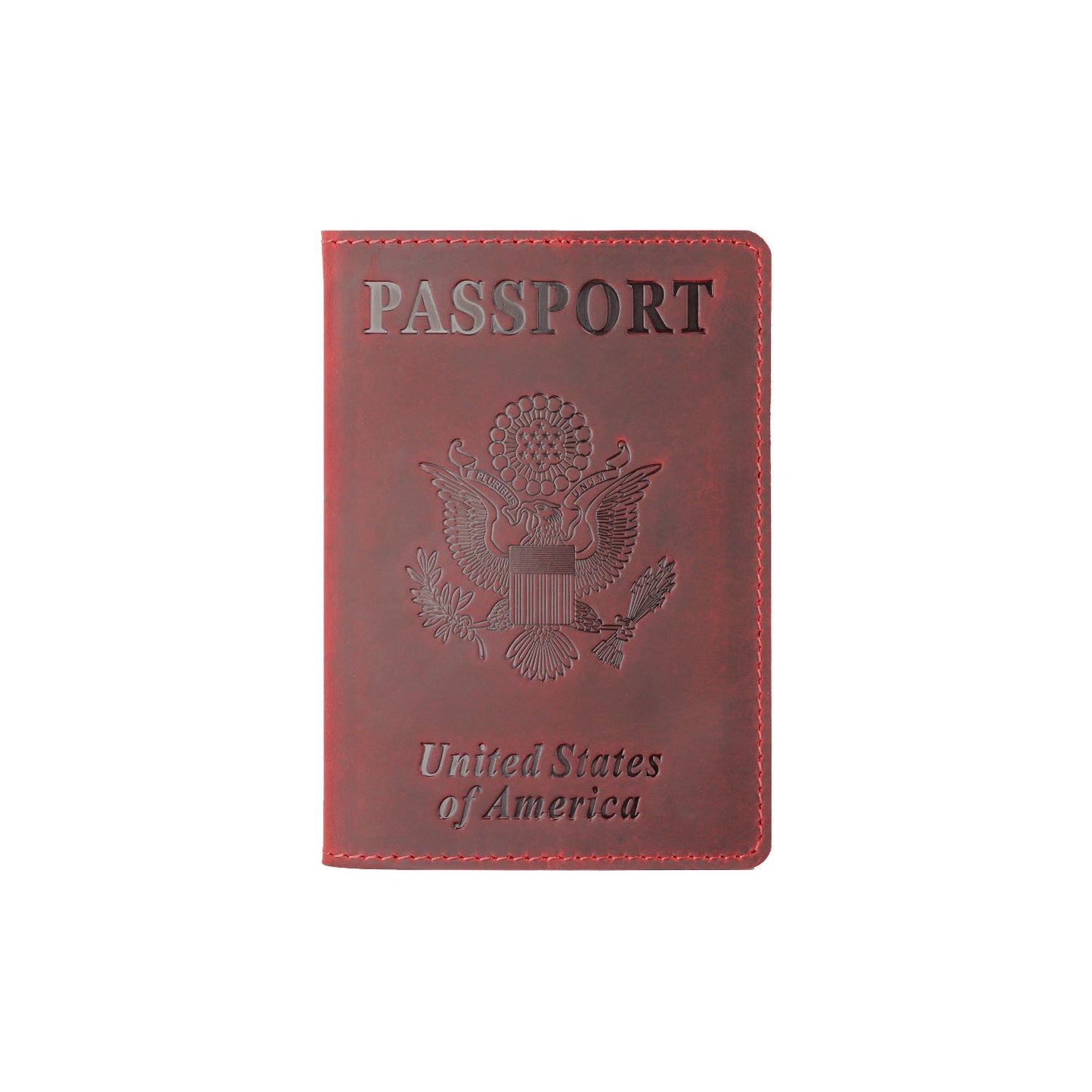 Vintage US Leather Passport Holder-Wine Red-Free Shipping Leatheretro