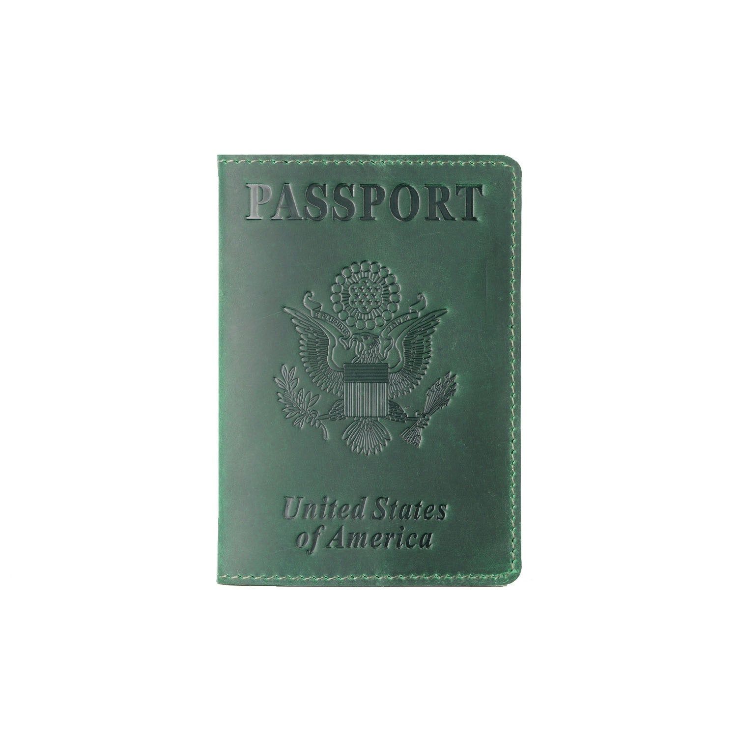 Vintage US Leather Passport Holder-Green-Free Shipping Leatheretro
