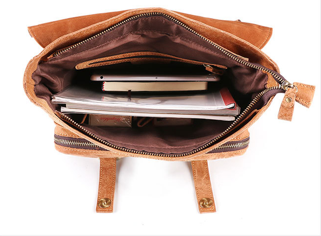 Leisure Vintage Leather Laptop Backpack J6355-Leather Backpack-Polish Brown-Free Shipping Leatheretro