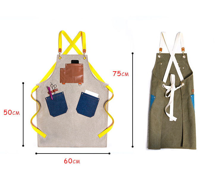 Durable Leather Canvas Aprons for Work P245-Canvas Aprons-White-Free Shipping Leatheretro