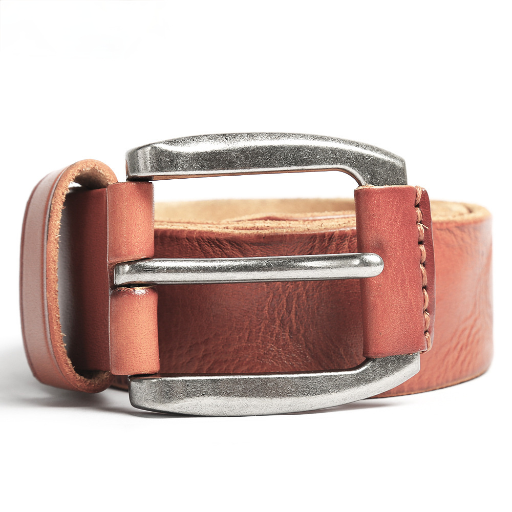 Retro Men's Handmade Leather Casual Belt 15007-Leather Belt-Khaki-Free Shipping Leatheretro