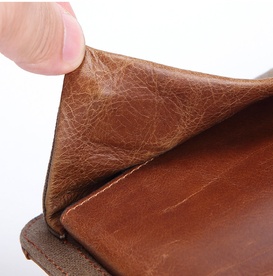 Double Zipper Cowhide Leather Weallets 9060-Handbags, Wallets & Cases-Black-Free Shipping Leatheretro