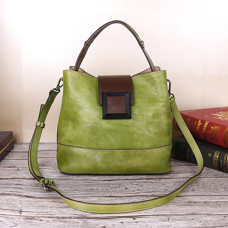 Handmade Vintage Women Leather Crossbody Bags-Leather Women Bags-Green-Free Shipping Leatheretro