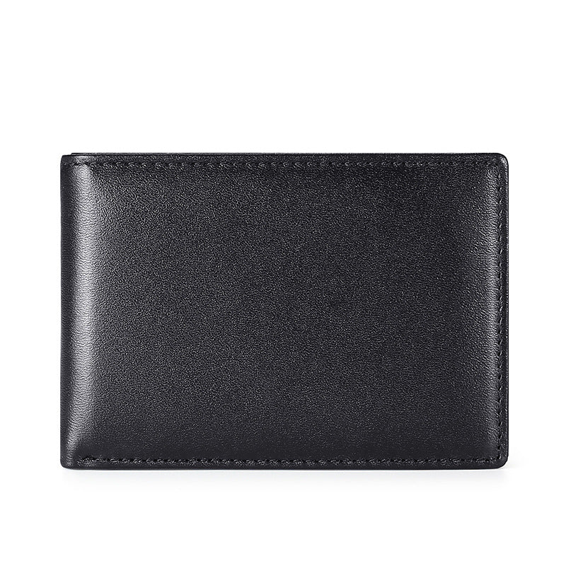 Black Small Ultra-Thin Leather Money Clips for Men 213-Leather Wallets-Blue-Inside-Free Shipping Leatheretro