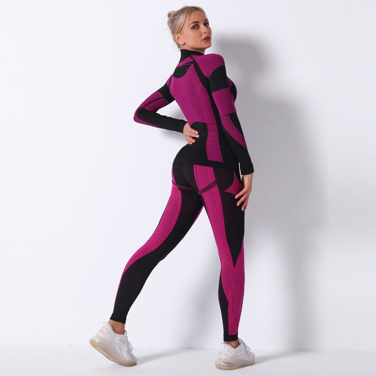 Fashion Striped Knitted Sports Suits for Women-Activewear-A-S-Free Shipping Leatheretro