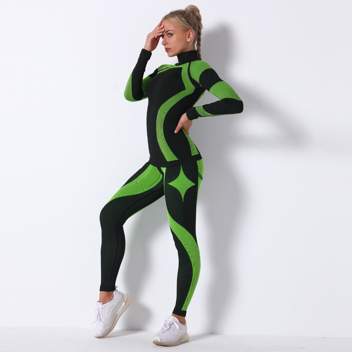 Fashion Striped Knitted Sports Suits for Women-Activewear-A-S-Free Shipping Leatheretro