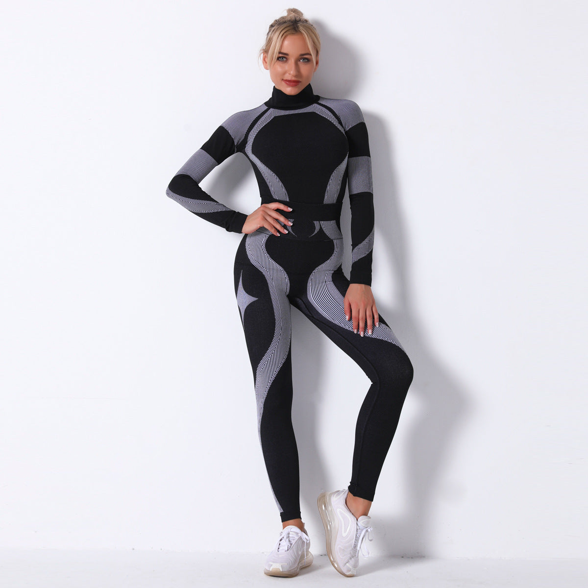 Fashion Striped Knitted Sports Suits for Women-Activewear-B-S-Free Shipping Leatheretro