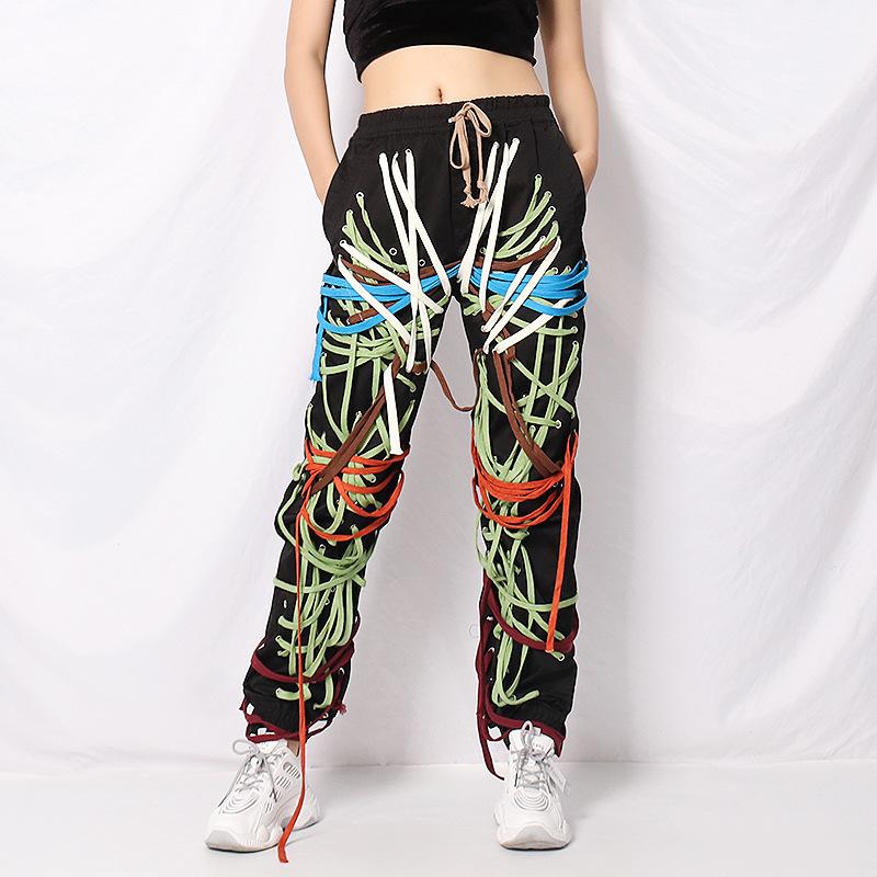 Personality Black Pockets Legging Pants-Women Bottoms-Colorful-S-Free Shipping Leatheretro