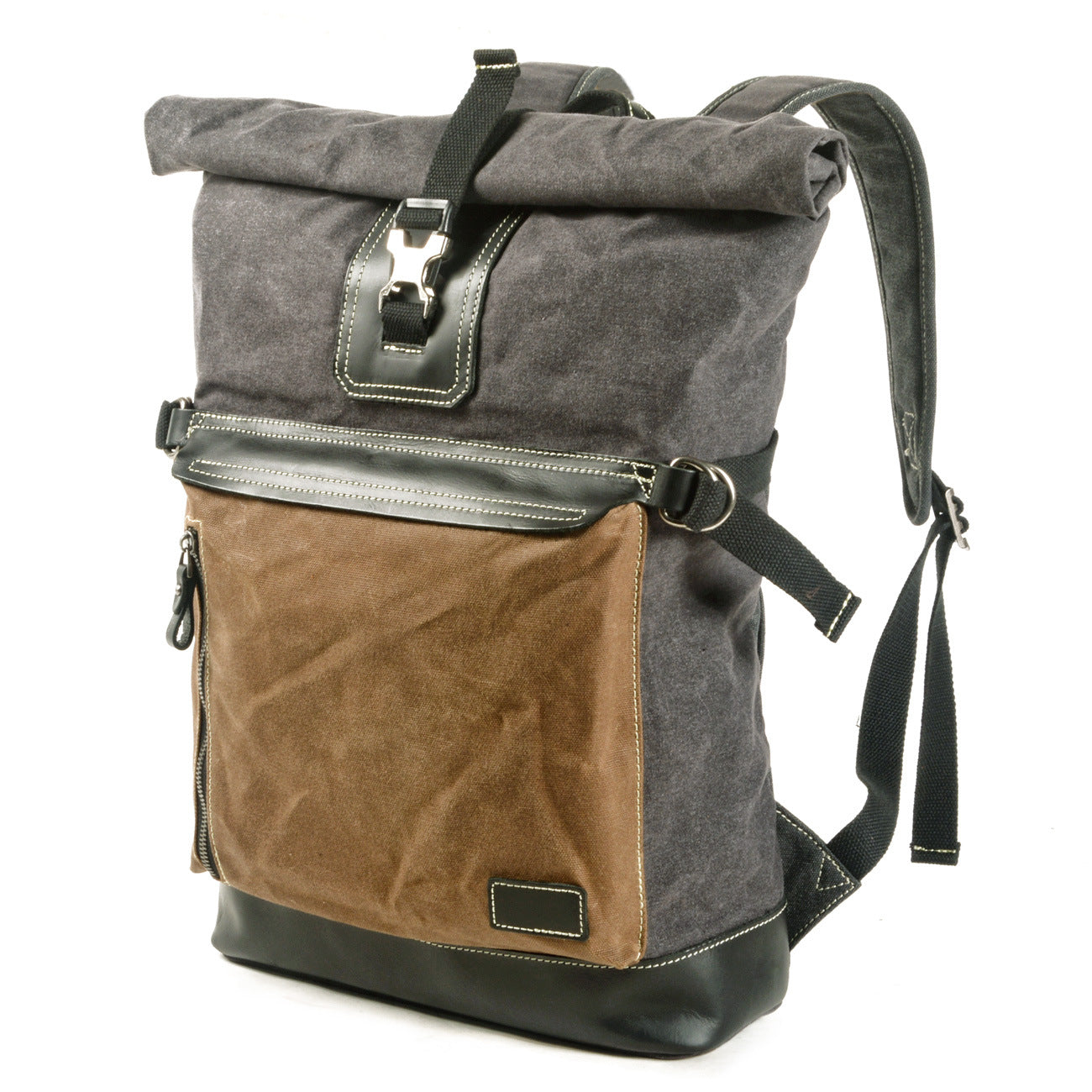 Waxed Canvas 15" Large Storage Casual Hiking Backpack 5006-Backpacks-Khaki-Free Shipping Leatheretro