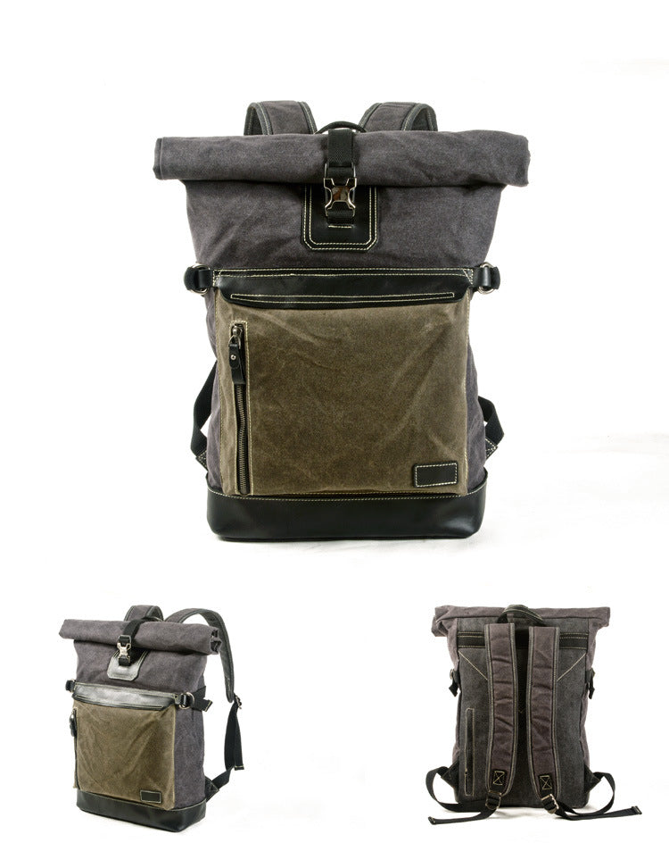 Waxed Canvas 15" Large Storage Casual Hiking Backpack 5006-Backpacks-Khaki-Free Shipping Leatheretro