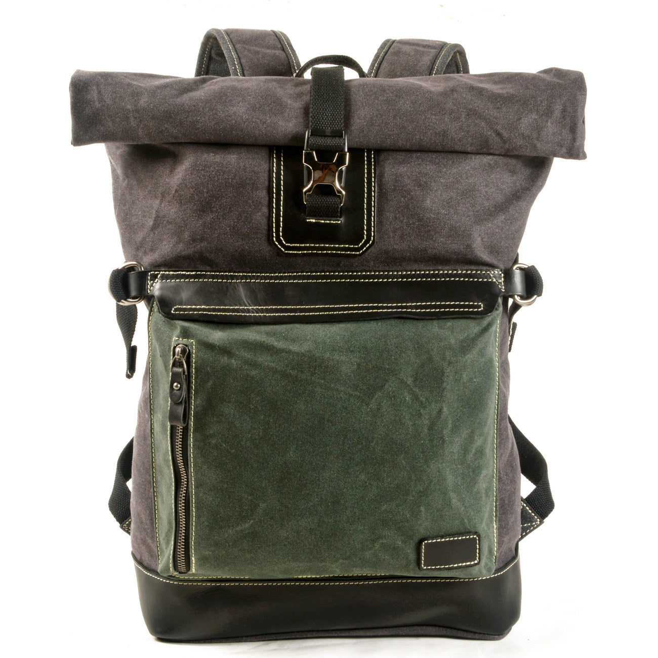 Waxed Canvas 15" Large Storage Casual Hiking Backpack 5006-Backpacks-Army Green-Free Shipping Leatheretro