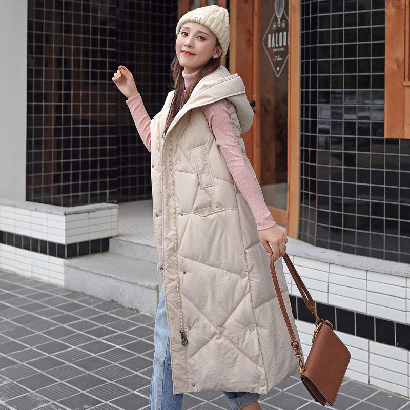 Casual Women Thicken Overknee Long Vest for Winter-Outerwear-Off the White-M-Free Shipping Leatheretro