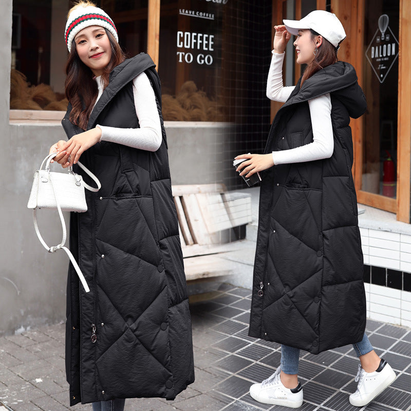 Casual Women Thicken Overknee Long Vest for Winter-Outerwear-Black-M-Free Shipping Leatheretro