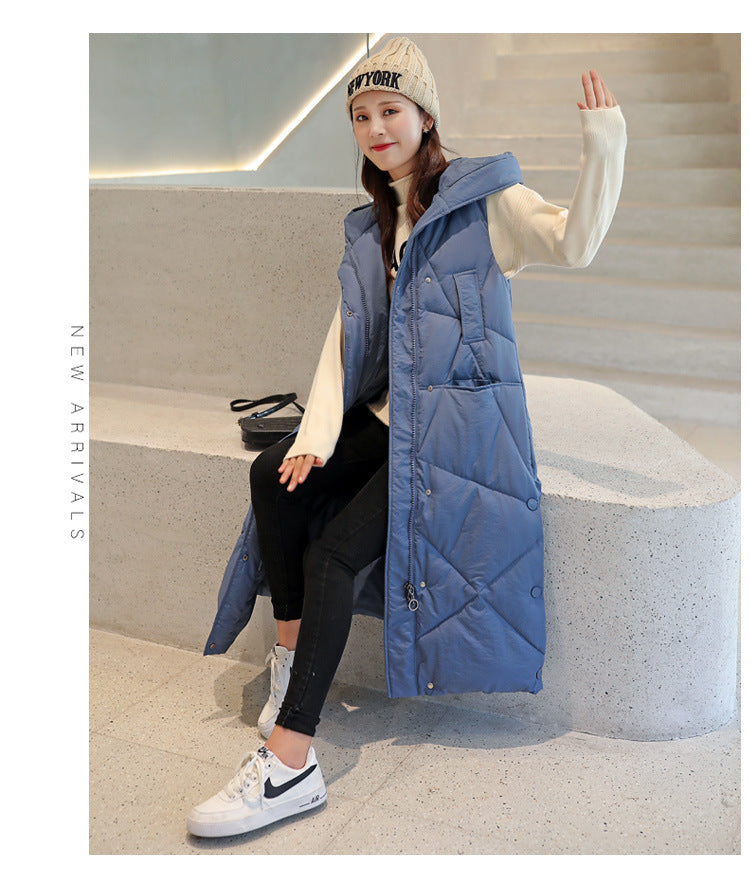 Casual Women Thicken Overknee Long Vest for Winter-Outerwear-Black-M-Free Shipping Leatheretro