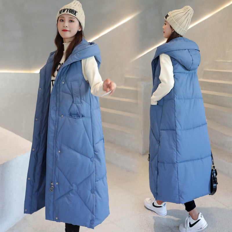 Casual Women Thicken Overknee Long Vest for Winter-Outerwear-Blue-M-Free Shipping Leatheretro