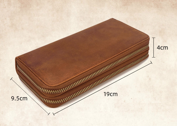 Vintage Double Zipper Big Capacity Leather Wallet 1008-Leather Wallet-1-Free Shipping Leatheretro