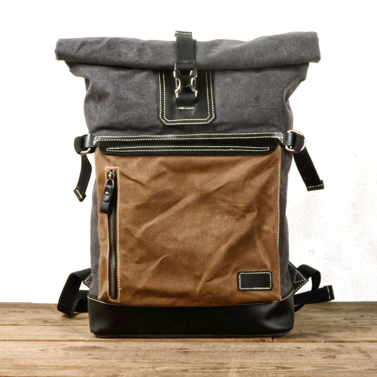 Waxed Canvas 15" Large Storage Casual Hiking Backpack 5006-Backpacks-Khaki-Free Shipping Leatheretro