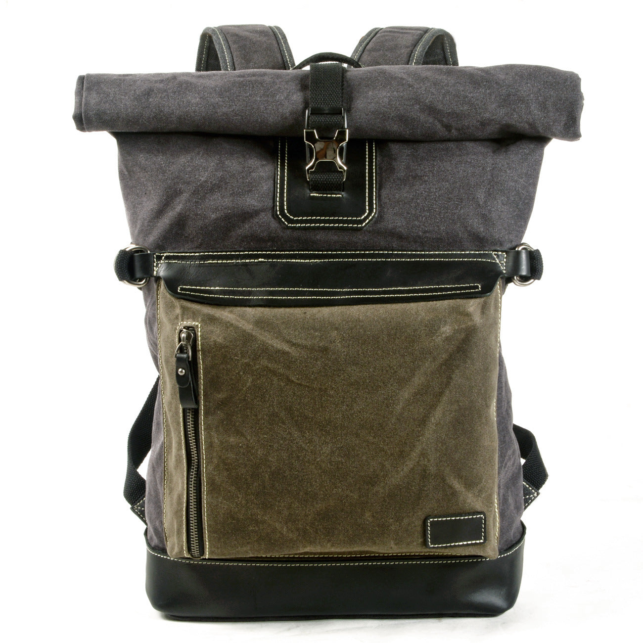 Waxed Canvas 15" Large Storage Casual Hiking Backpack 5006-Backpacks-Khaki-Free Shipping Leatheretro