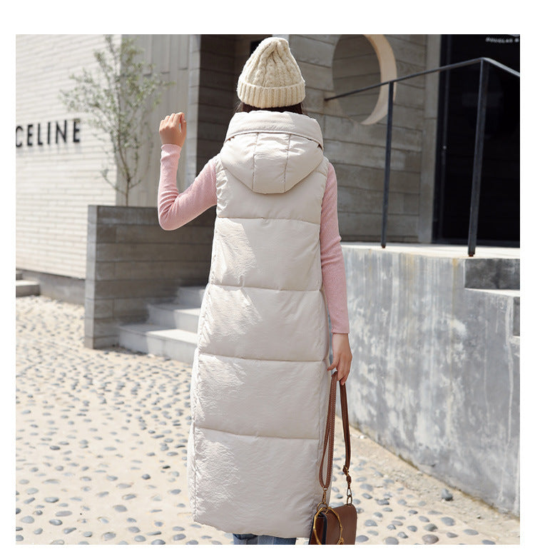 Casual Women Thicken Overknee Long Vest for Winter-Outerwear-Black-M-Free Shipping Leatheretro