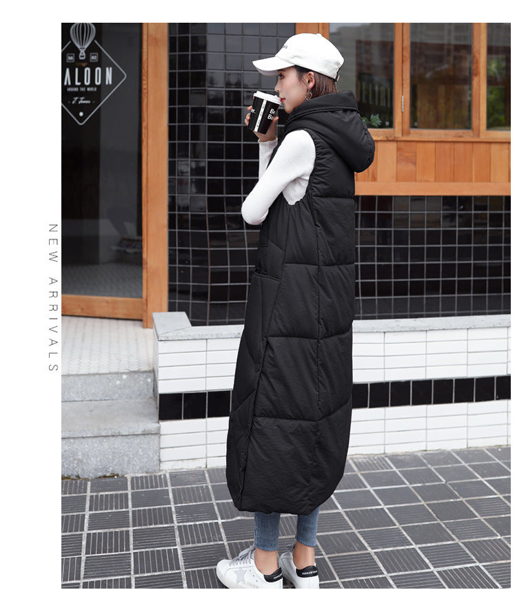 Casual Women Thicken Overknee Long Vest for Winter-Outerwear-Black-M-Free Shipping Leatheretro