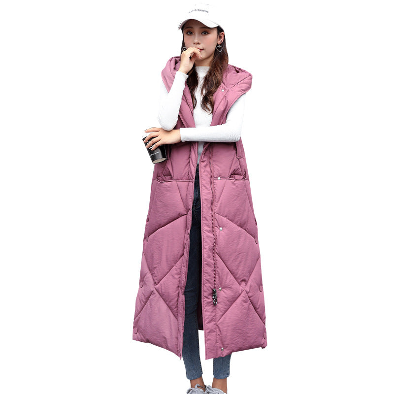 Casual Women Thicken Overknee Long Vest for Winter-Outerwear-Pink-M-Free Shipping Leatheretro