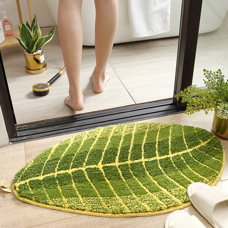 Shaped Water Absorbing Green Plantain Leaf Doormat-Door Mats-Green-40*60cm-Free Shipping Leatheretro