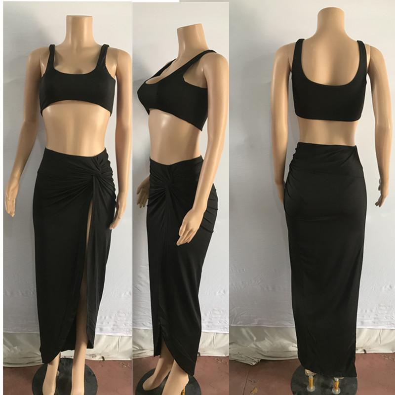 Sexy Women Strapless 2 Pieces Dresses-Maxi Dresses-Black-S-Free Shipping Leatheretro