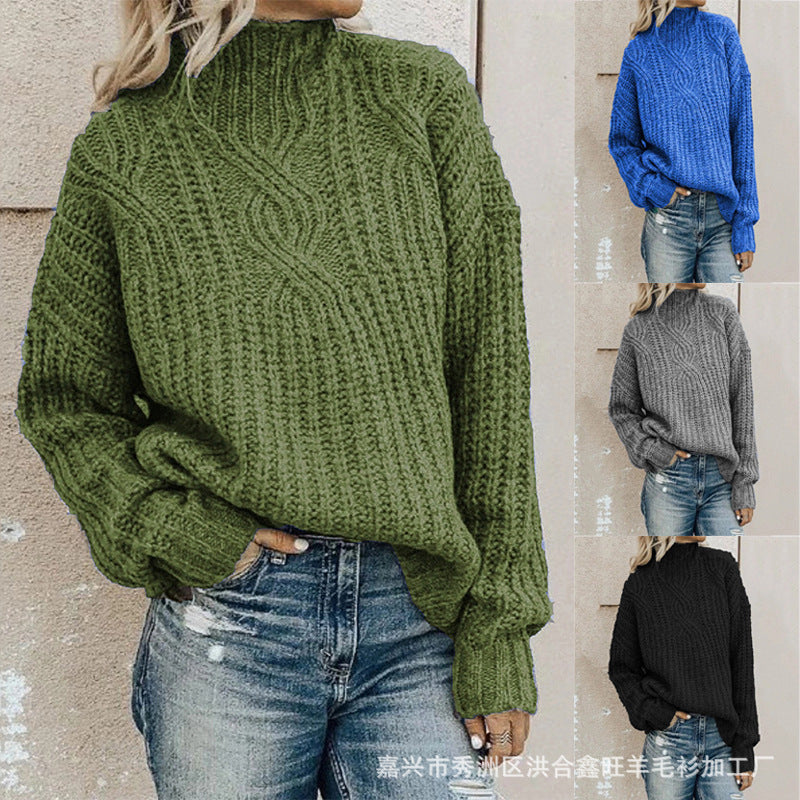 Fashion Women Knitted High Neck Sweaters-Shirts & Tops-Gray-S-Free Shipping Leatheretro