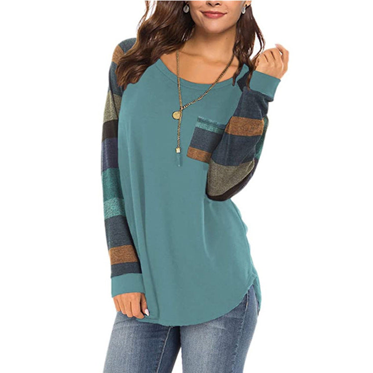 Casual Long Sleeves Plus Sizes T Shirts-Shirts & Tops-Light Green-S-Free Shipping Leatheretro