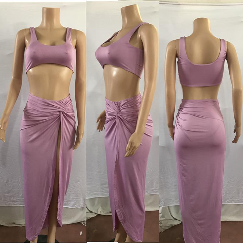Sexy Women Strapless 2 Pieces Dresses-Maxi Dresses-Light Purple-S-Free Shipping Leatheretro