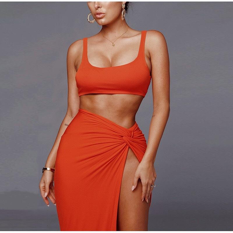 Sexy Women Strapless 2 Pieces Dresses-Maxi Dresses-White-S-Free Shipping Leatheretro
