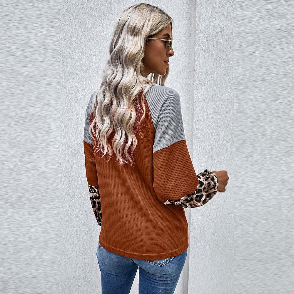 Casual Women Leopard Knitting Long Sleeves T Shirts-Women Sweaters-Black-S-Free Shipping Leatheretro