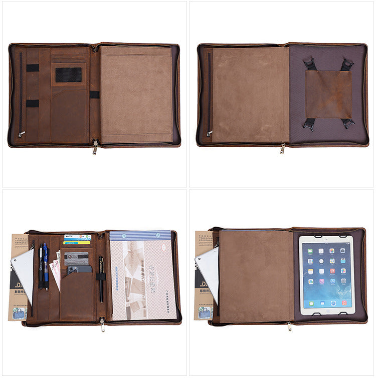 Retro Leather Multi Funcitonal padfolio Case J2110-Brown-Free Shipping Leatheretro