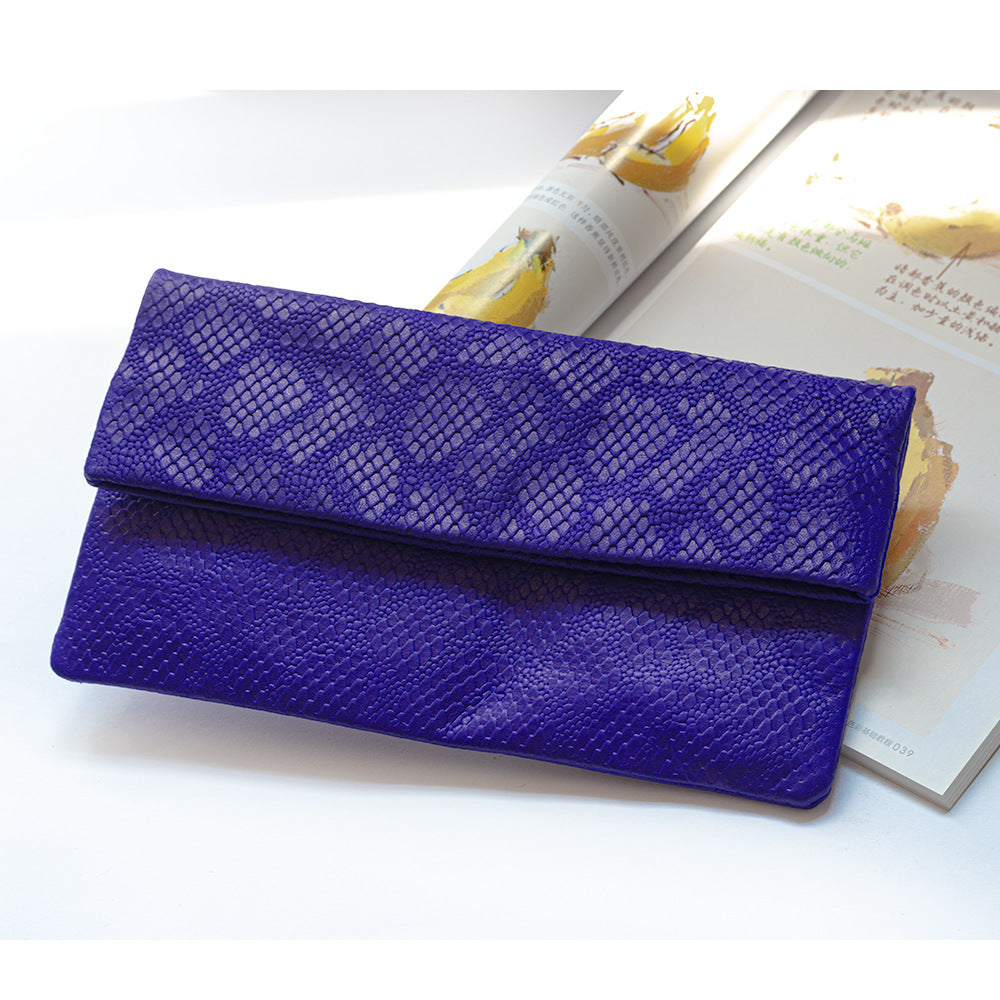 Casual Sheepskin Leather Envelope Clutch Bag for Women C913-Handbag & Wallet Accessories-Yellow-Free Shipping Leatheretro