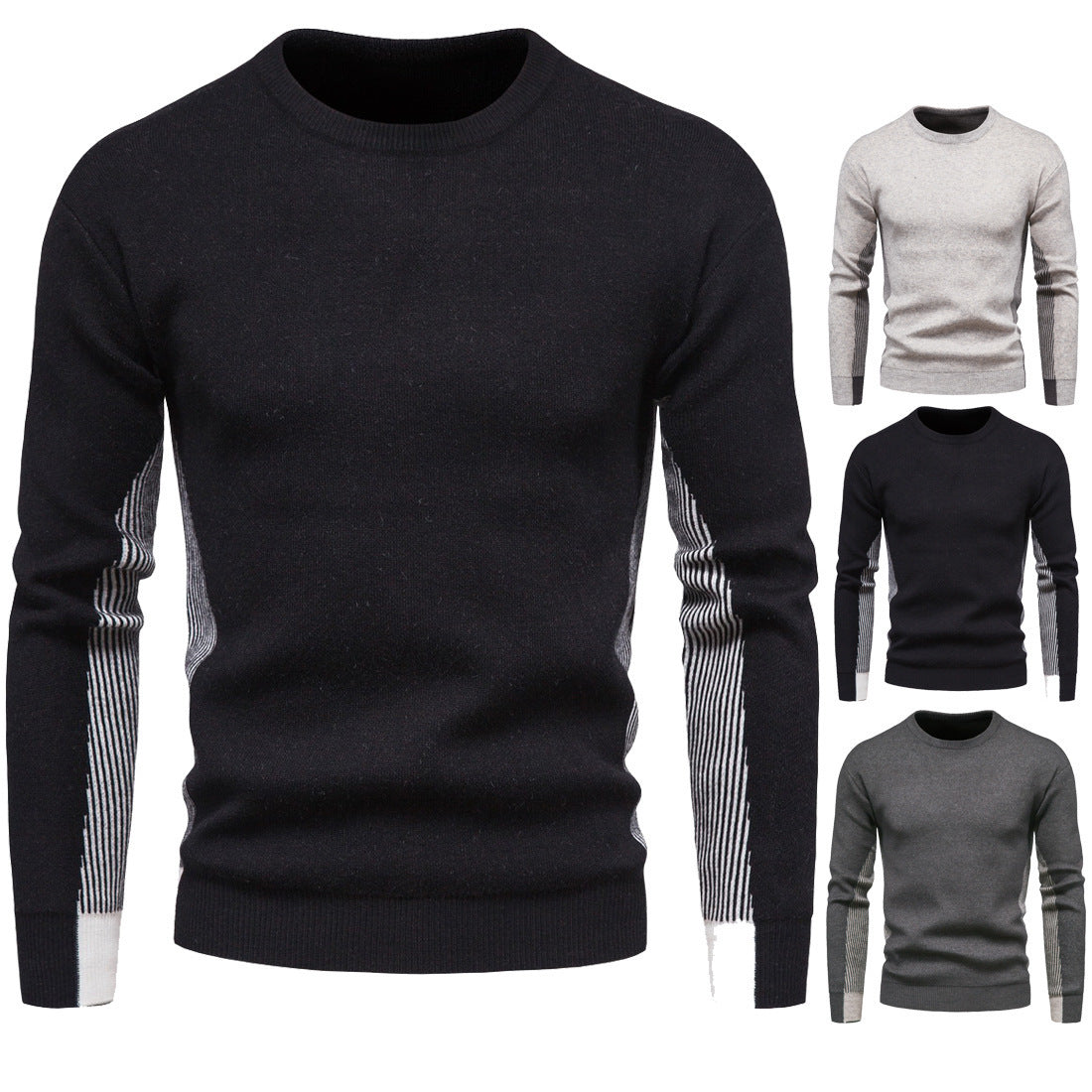 Fashion Knitted Sweaters for Men-Shirts & Tops-Black-M-Free Shipping Leatheretro