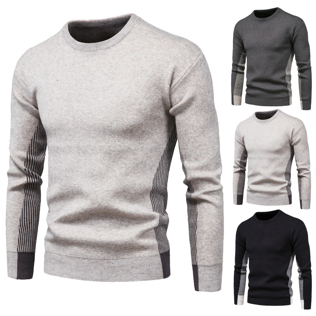 Fashion Knitted Sweaters for Men-Shirts & Tops-Black-M-Free Shipping Leatheretro