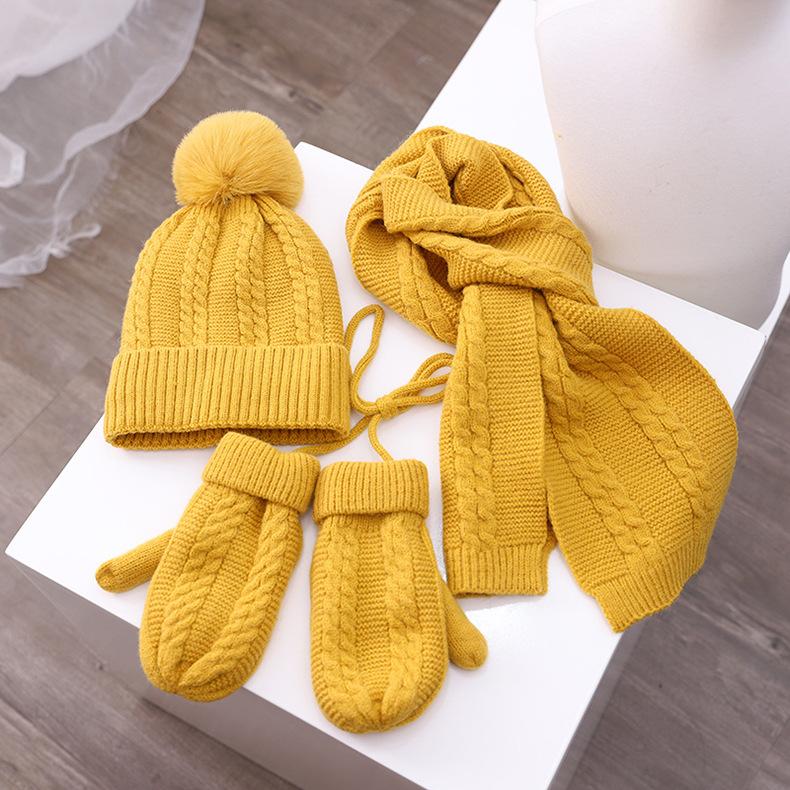 Kids Winter Kitting 3pcs/Set Hats&Scarfs&Gloves-Hats-Red-Free Shipping Leatheretro