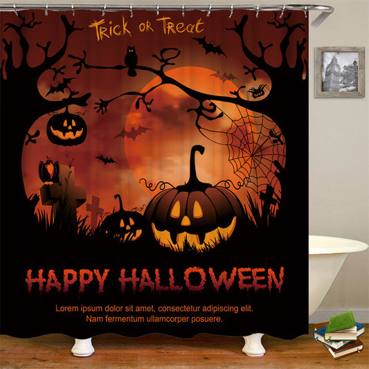 "Trick or Treat" Happy Halloween Fabric Shower Curtains-Shower Curtains-180×180cm Shower Curtain Only-Free Shipping Leatheretro