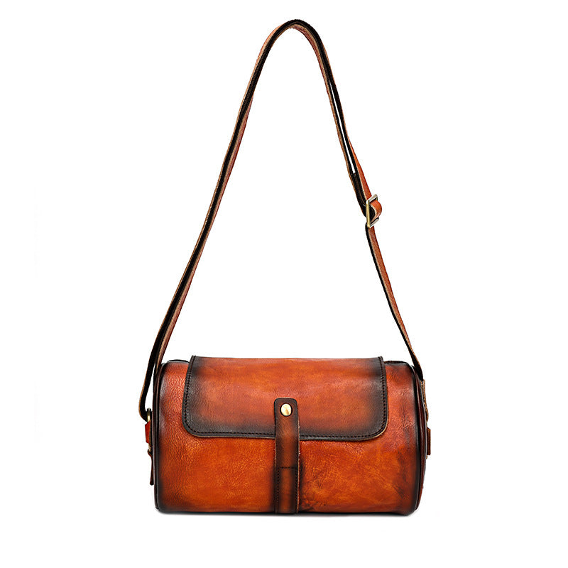 Vintage Small Leisure Leather Bucket Shoulder Bags A012-Leather Bags for Women-Brown-Free Shipping Leatheretro