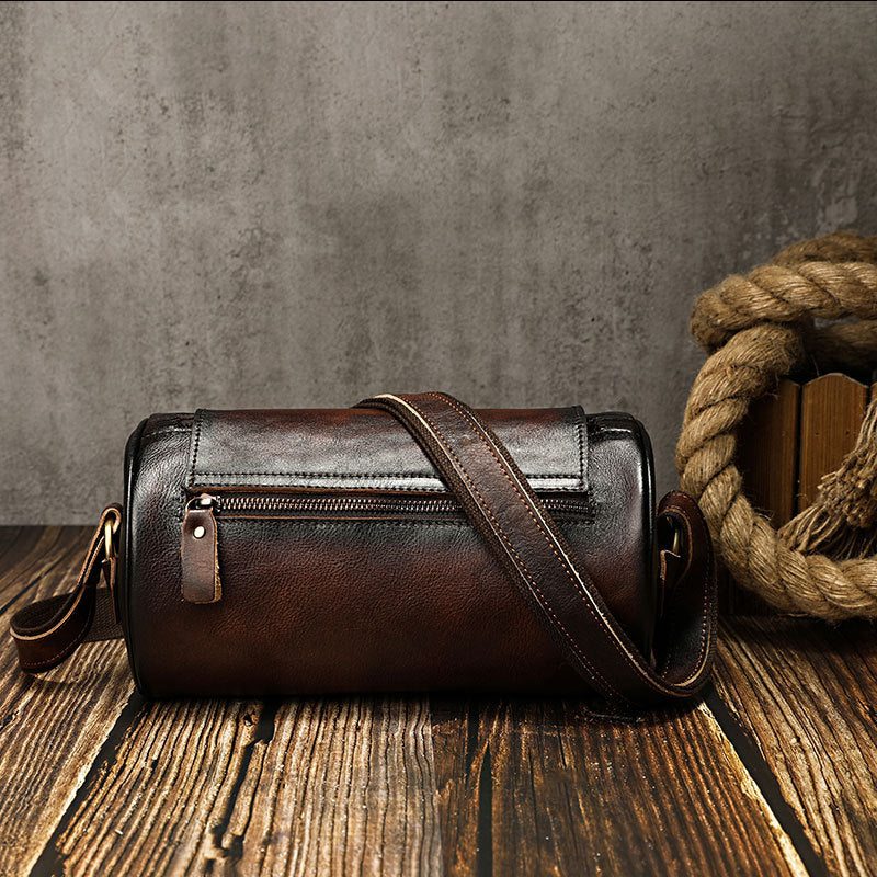 Vintage Small Leisure Leather Bucket Shoulder Bags A012-Leather Bags for Women-Brown-Free Shipping Leatheretro