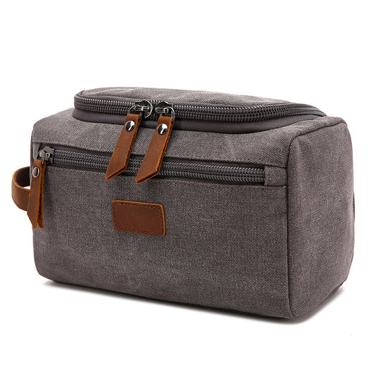 Canvas Toiletry Bag for Traveling 8064-Toiletry Bag-Khaki-Free Shipping Leatheretro