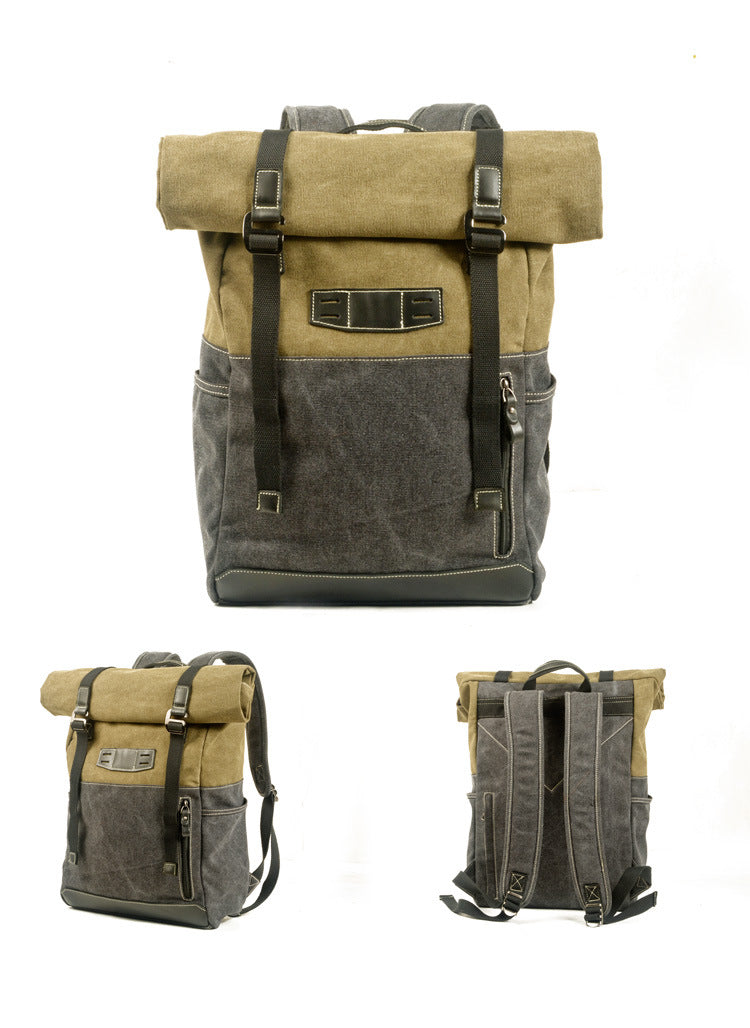 Vintage Waterproof Canvas Laptop Backpack 5002-Canvas Backpack-Army Green-Free Shipping Leatheretro