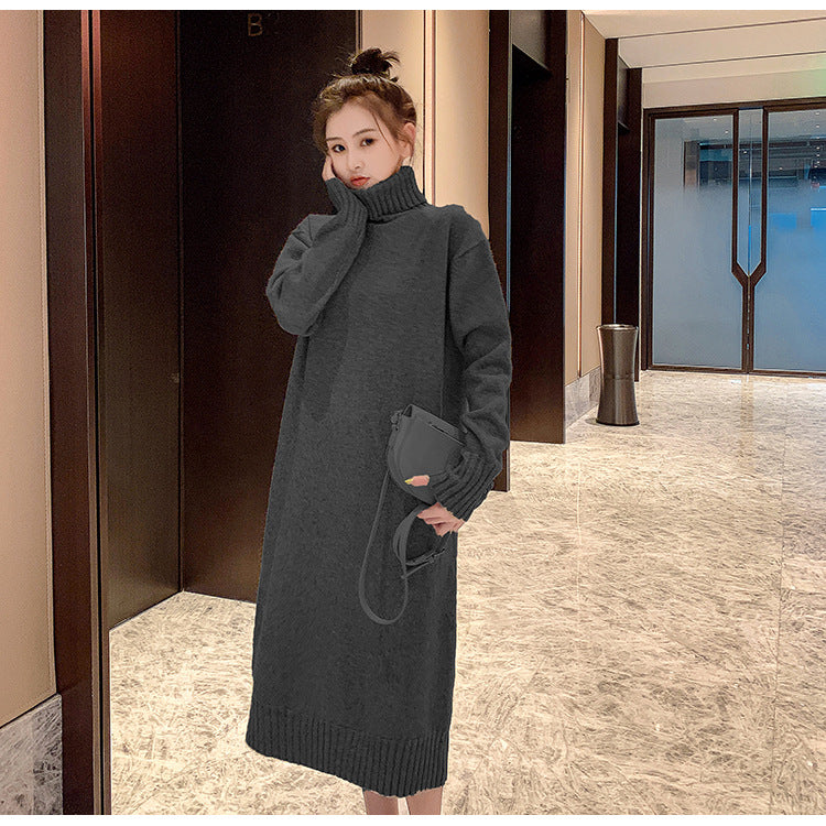 Winter Warm Turtleneck Pullover Long Dresses for Women-Dresses-Off the White-M-Free Shipping Leatheretro