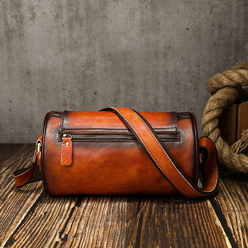 Vintage Small Leisure Leather Bucket Shoulder Bags A012-Leather Bags for Women-Brown-Free Shipping Leatheretro