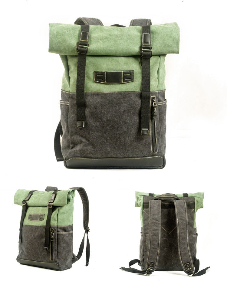 Vintage Waterproof Canvas Laptop Backpack 5002-Canvas Backpack-Army Green-Free Shipping Leatheretro
