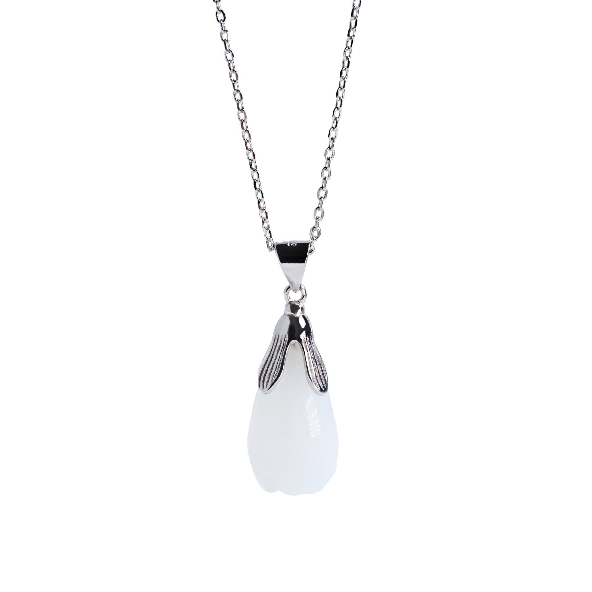 Elegant Sterling Sliver Nephrite Necklace for Mother's Gift-The same as picture-Free Shipping Leatheretro