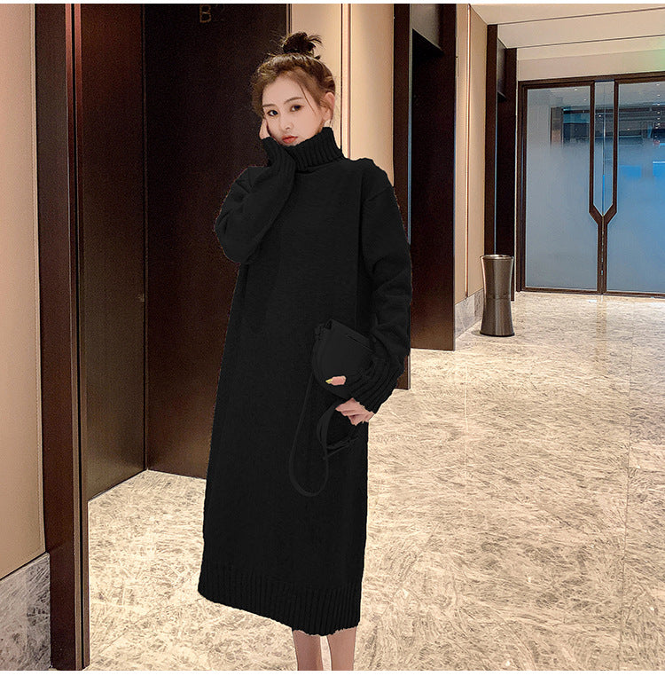 Winter Warm Turtleneck Pullover Long Dresses for Women-Dresses-Off the White-M-Free Shipping Leatheretro