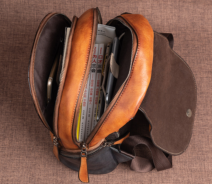 Vintage Large Storage Handmade Leather Backpack for Women 8098-Leather Backpack-Brown-Free Shipping Leatheretro